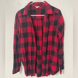 Sonoma red plaid flannel button up collared shirt